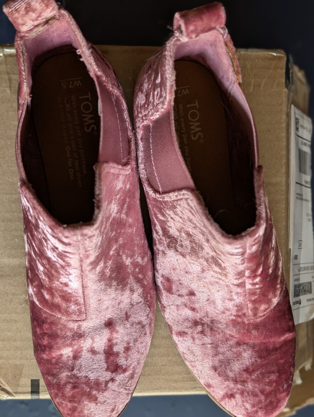 Toms Pink Mauve Crush Velvet Pull On Booties Sz 7.5